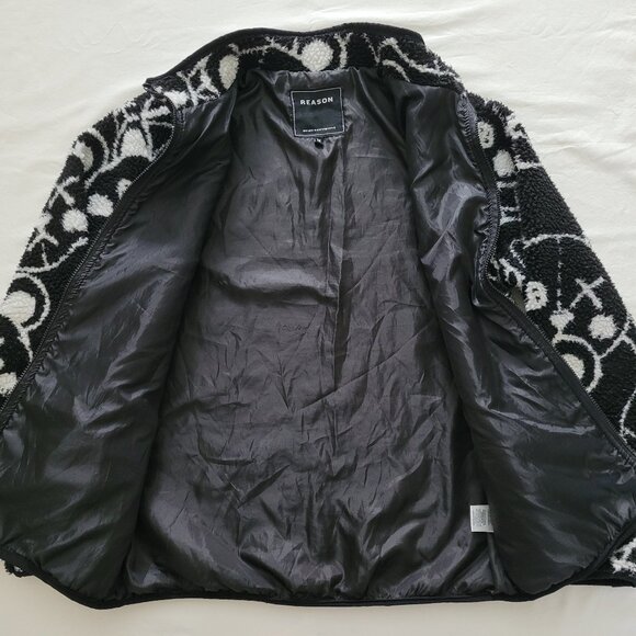 Reason Teddy Bear Sherpa Full Zip Jacket Mens Oversized Y2K Streetwear Medium - Picture 10 of 11